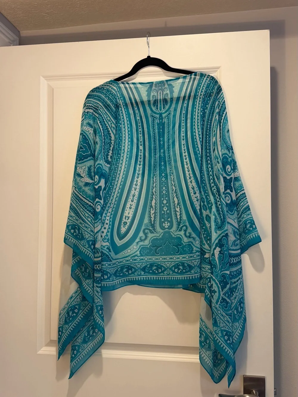 Calypso St. Barth Teal Paisley Poncho Tunic or Coverup Top Size 0